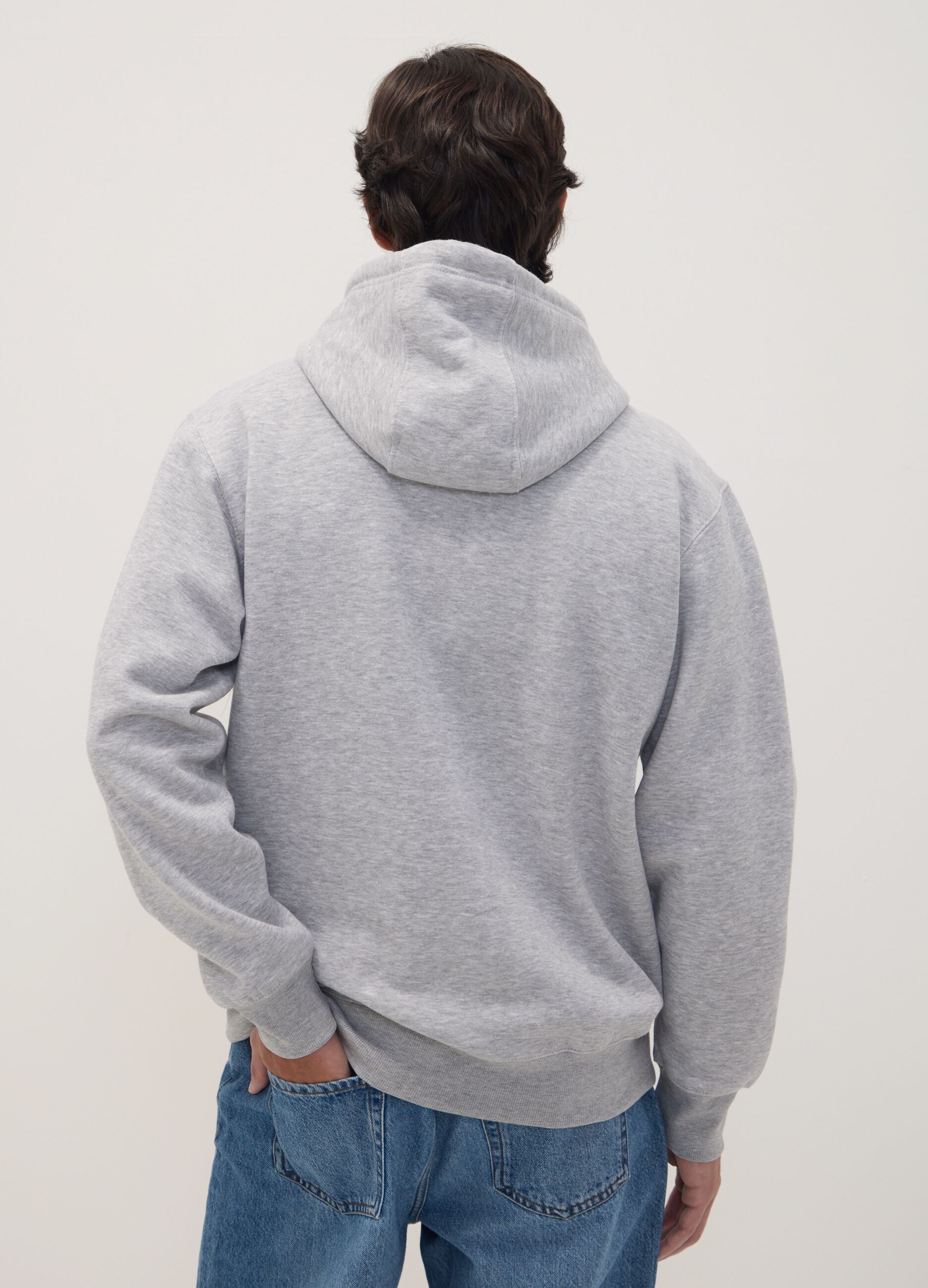 Grey cotton-blend hoodie with Jeep print, relaxed fit