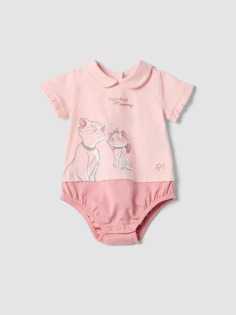 Body in puro cotone rosa da neonata con colletto e stampa_0
