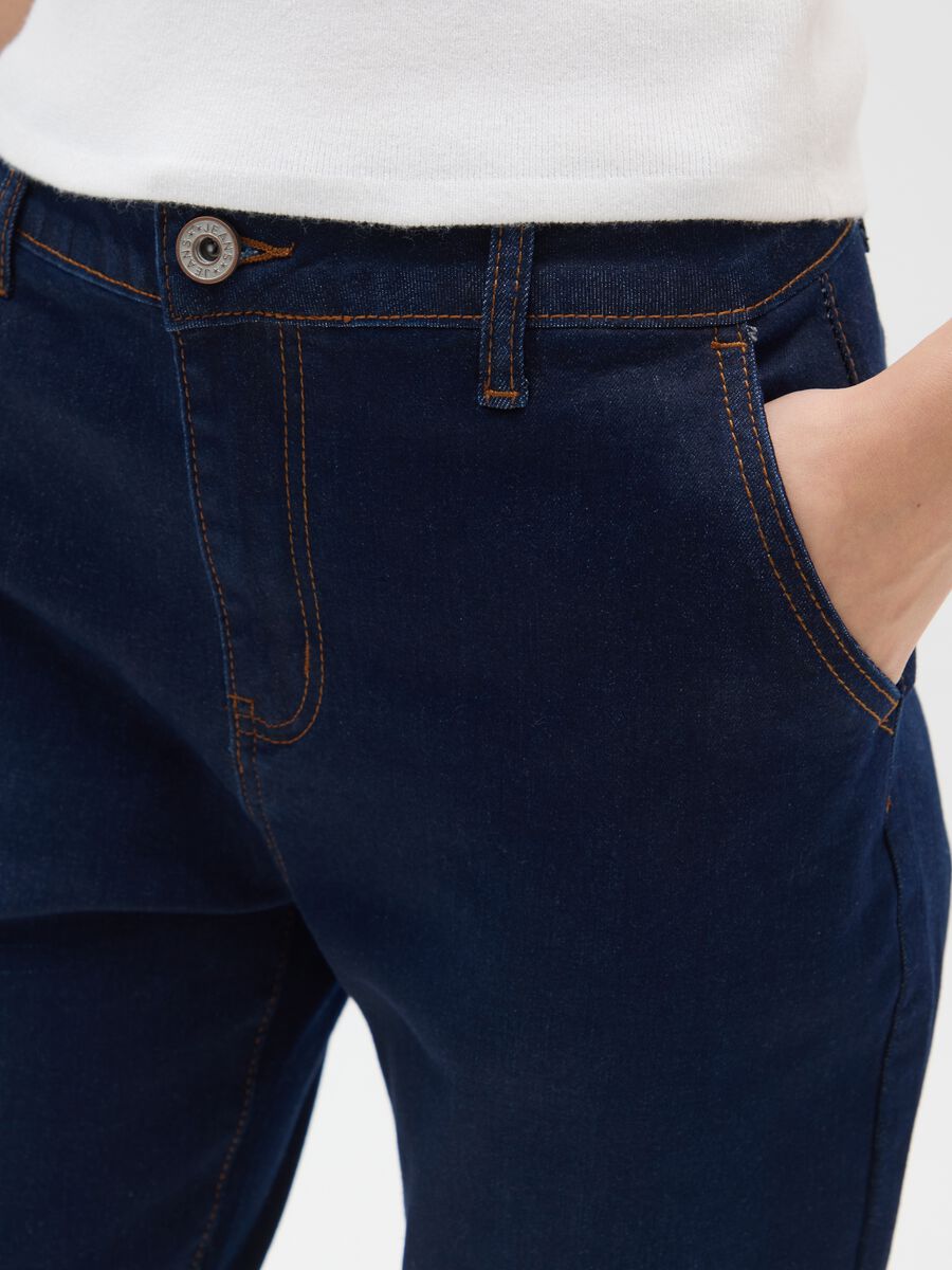 Regular fit blue denim trousers in stretch cotton_3