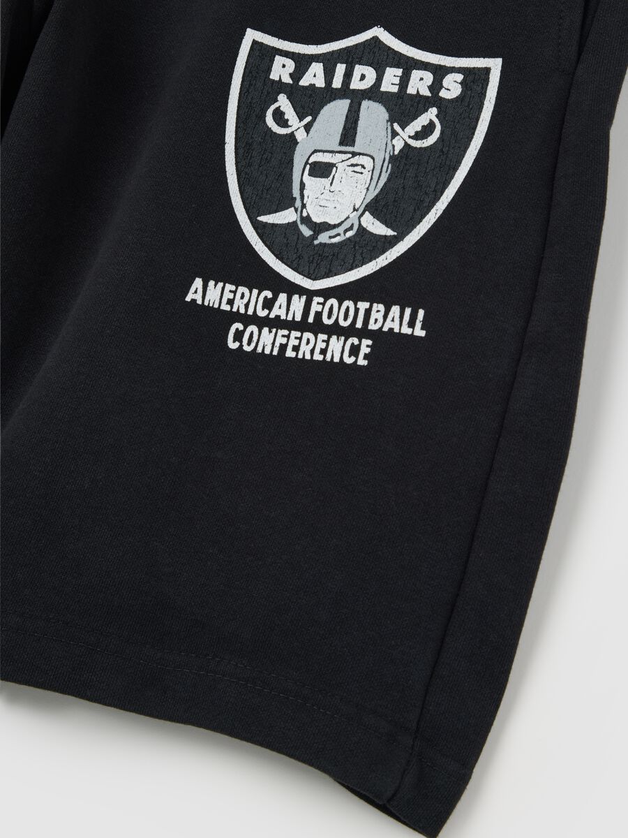 Black Raiders Sports Shorts in Cotton Blend_5