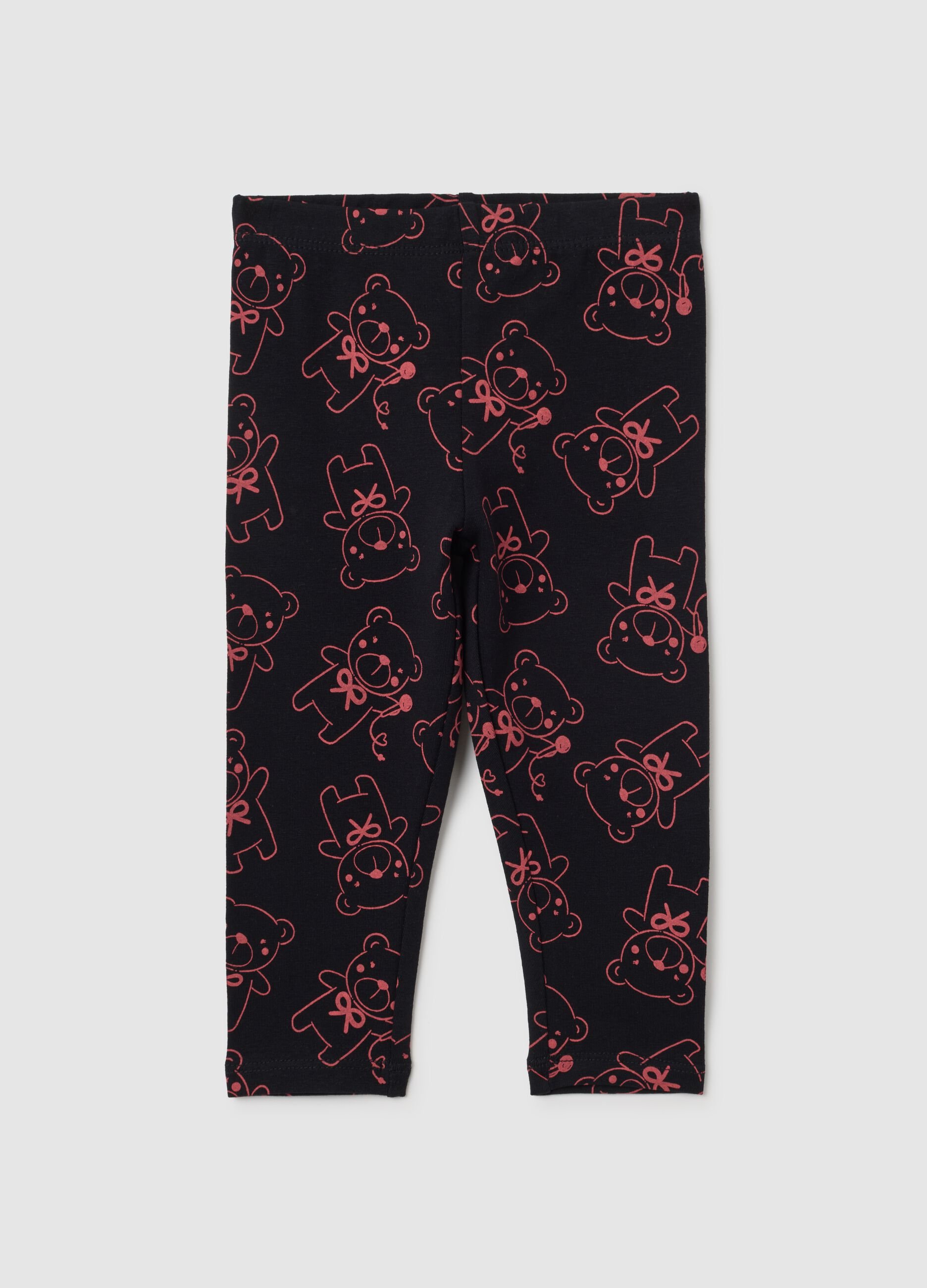 Leggings da bambina in cotone elasticizzato nero