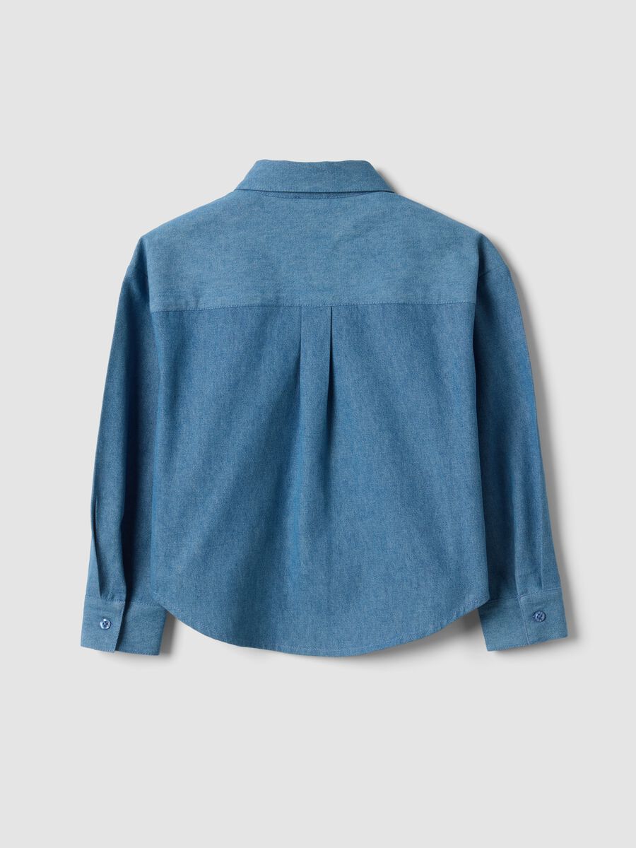 Camicia denim azzurra in puro cotone organico ricamata_2