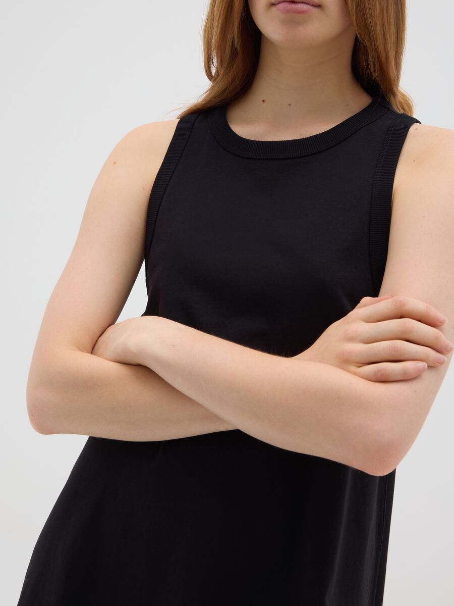 Women's dress in pure black cotton_3