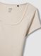 Beige fitted stretch-cotton T-shirt with square neckline_5