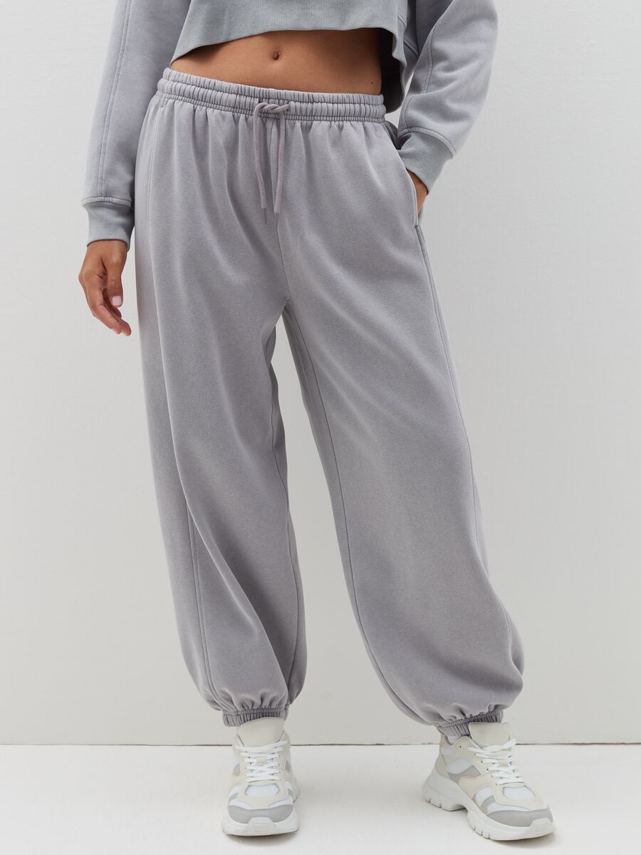 Fleece joggers with drawstring_1