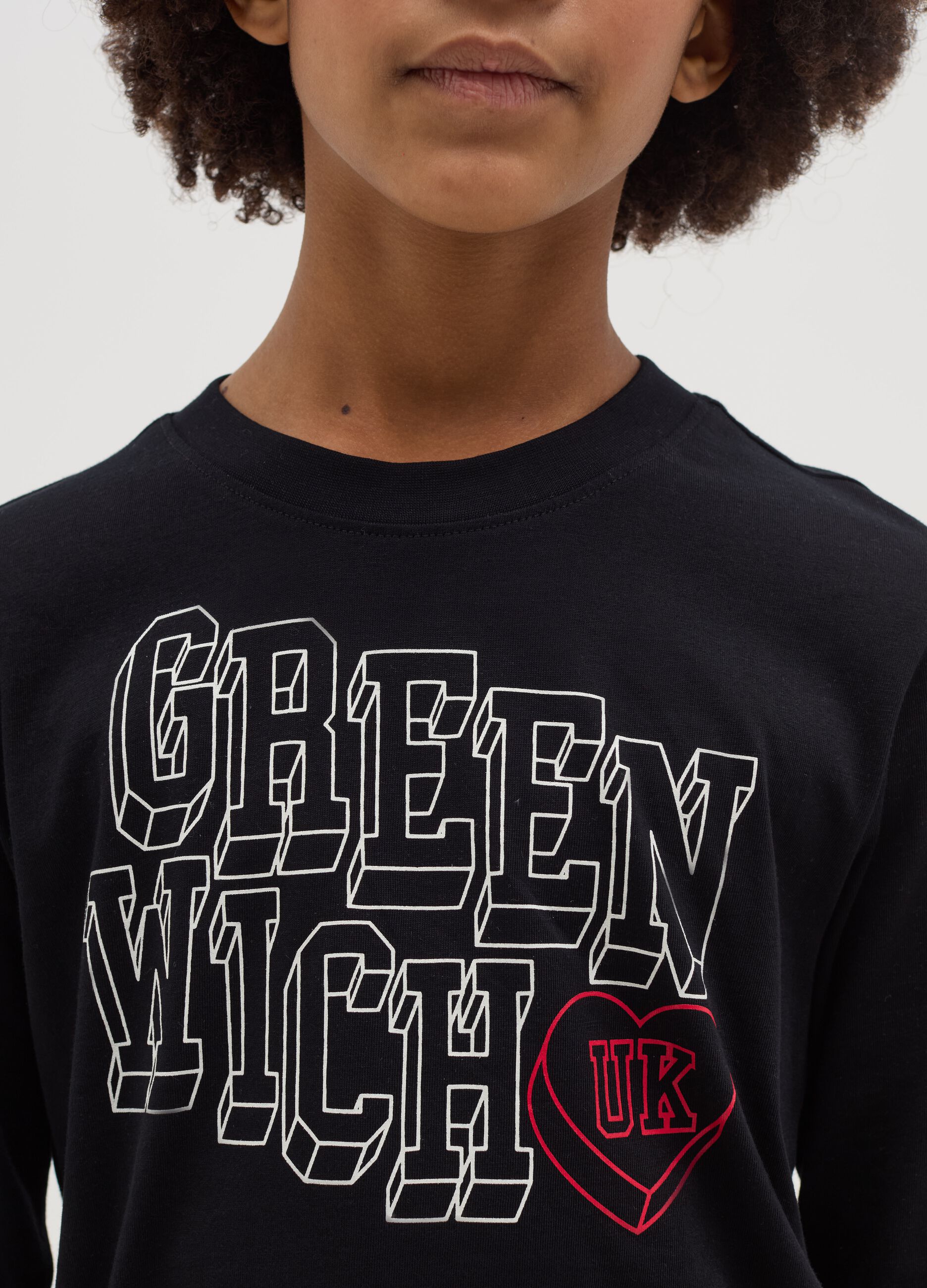 T-shirt maniche lunghe in cotone con stampa 