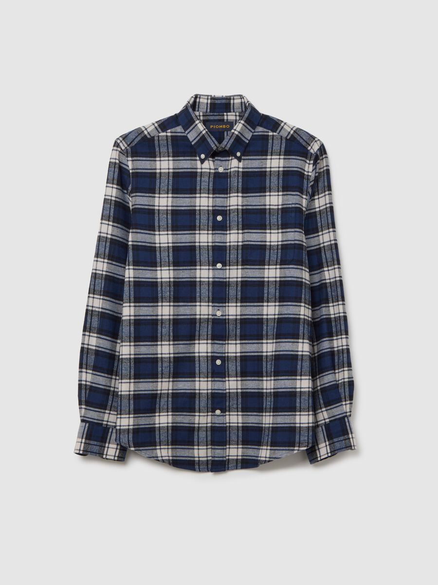 Camicia a quadri multicolor in puro cotone regular fit in flanella_0