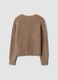 Cardigan marrone in lana elasticizzata con scollo profondo a V over fit_6