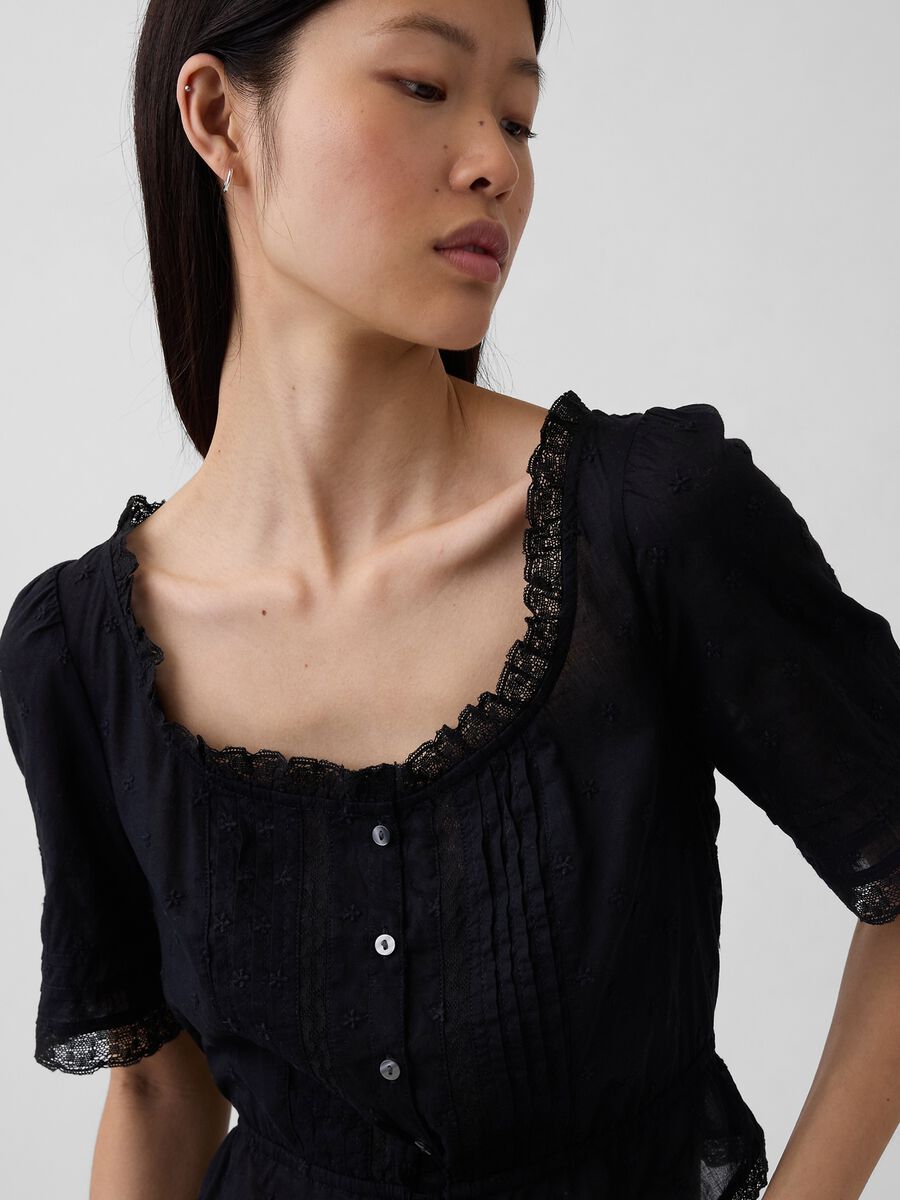 Pure cotton blouse with lace_0