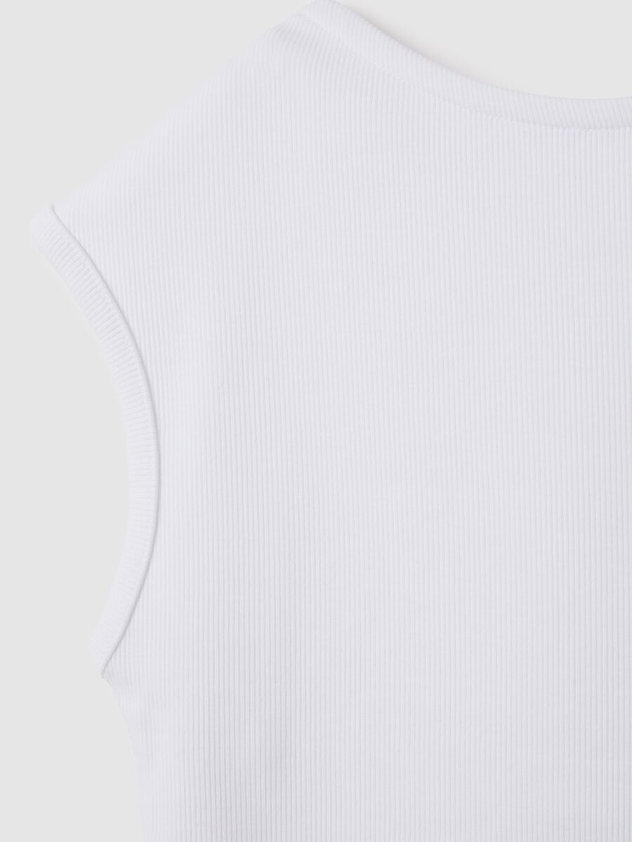White Stretch Cotton Blend Women's Vest_1