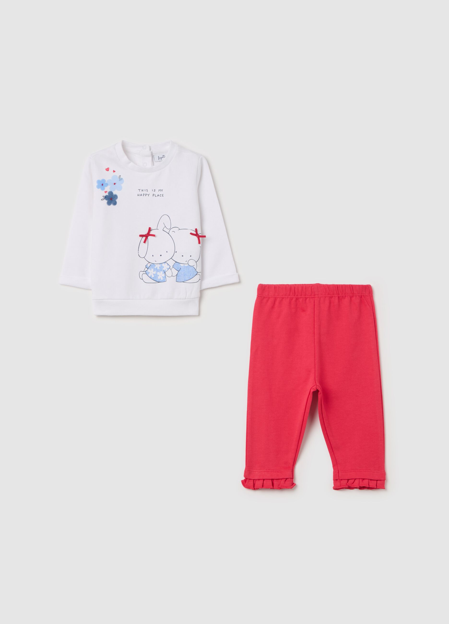 Jogging set in cotone stampa "This is my happy place"