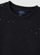 Black crew neck sweatshirt in cotton blend regular fit with rhinestones_5