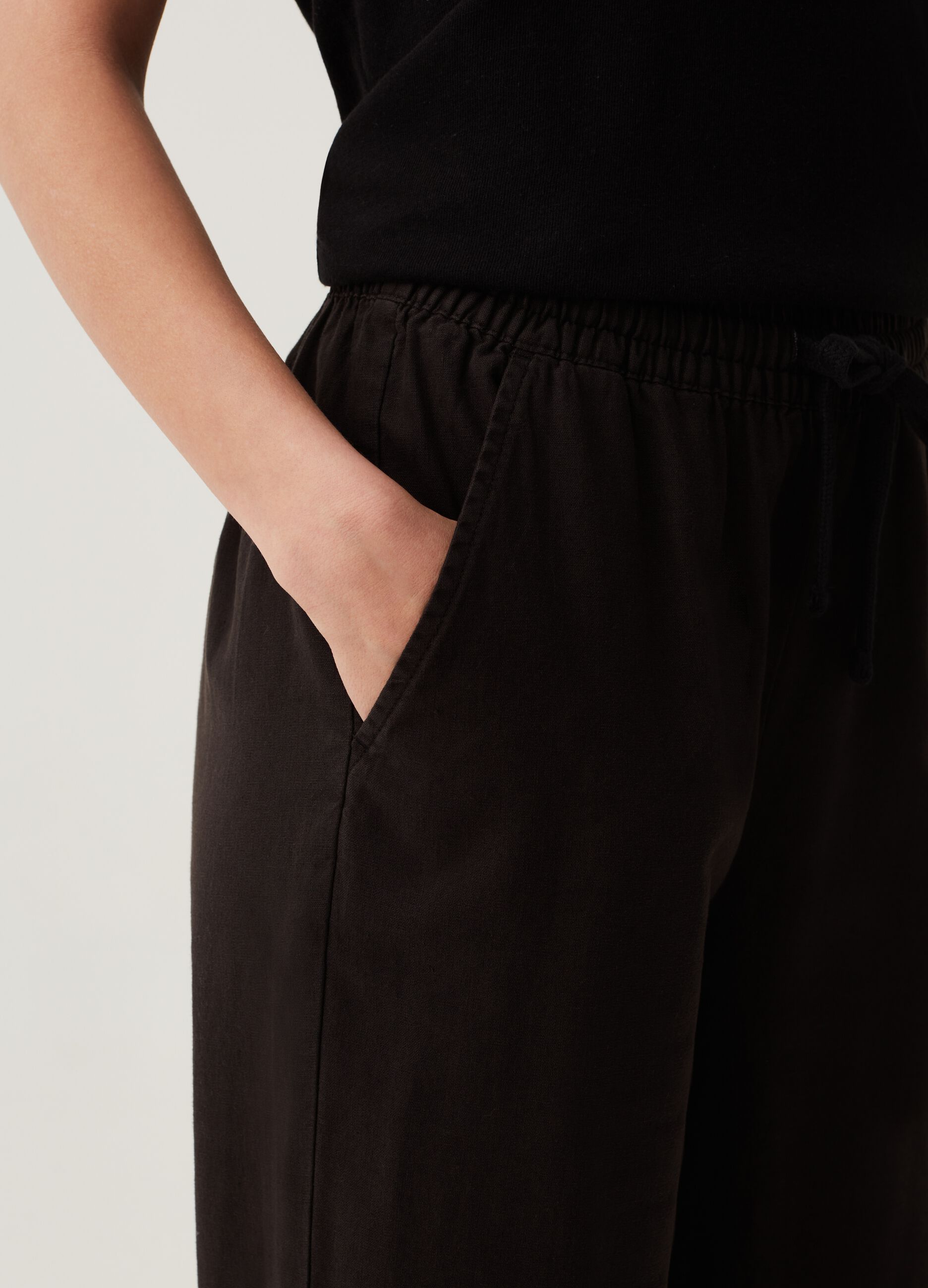 LESS IS BETTER Pantaloni straight fit in lino e cotone_3