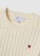 White pure cotton regular fit pullover with cable knit design_5