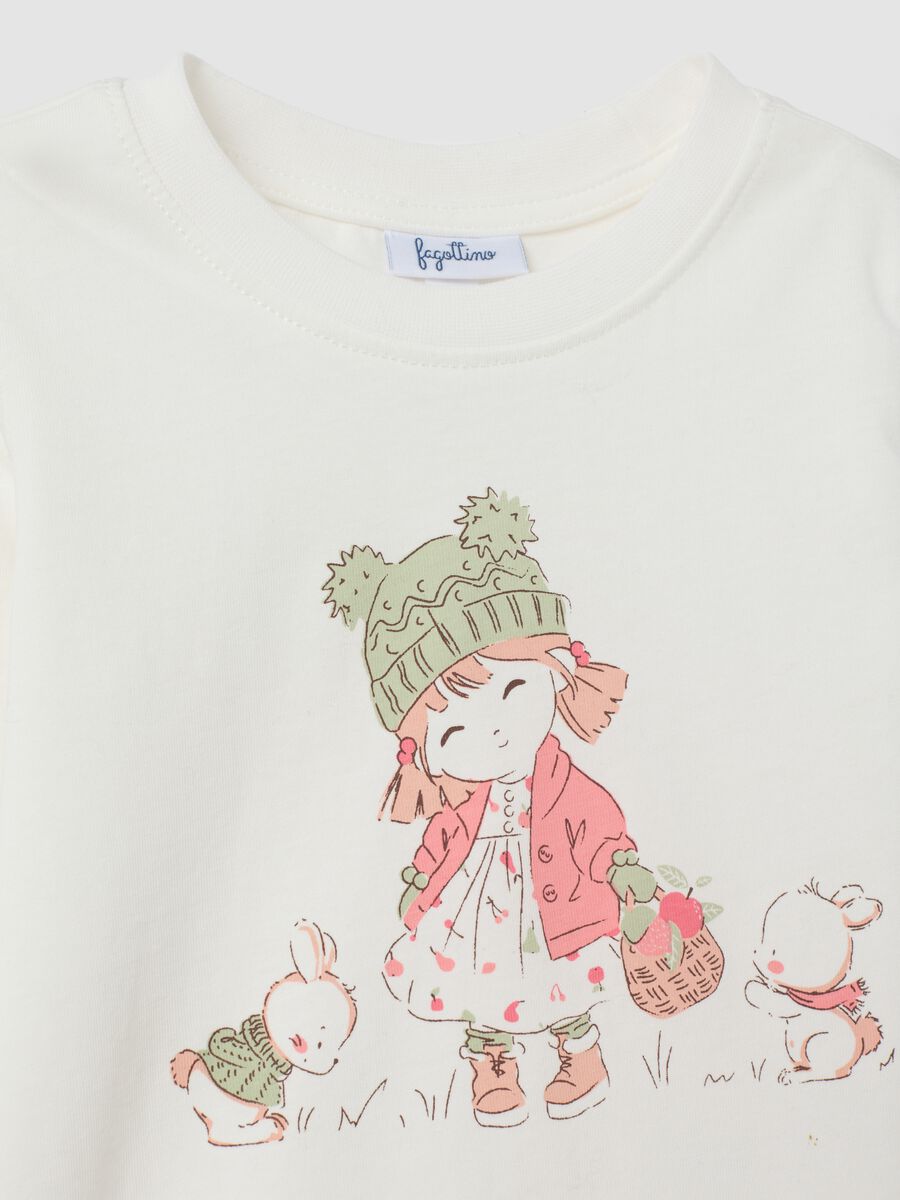 Bipack t-shirt blu navy e bianco panna in puro cotone con stampa_3