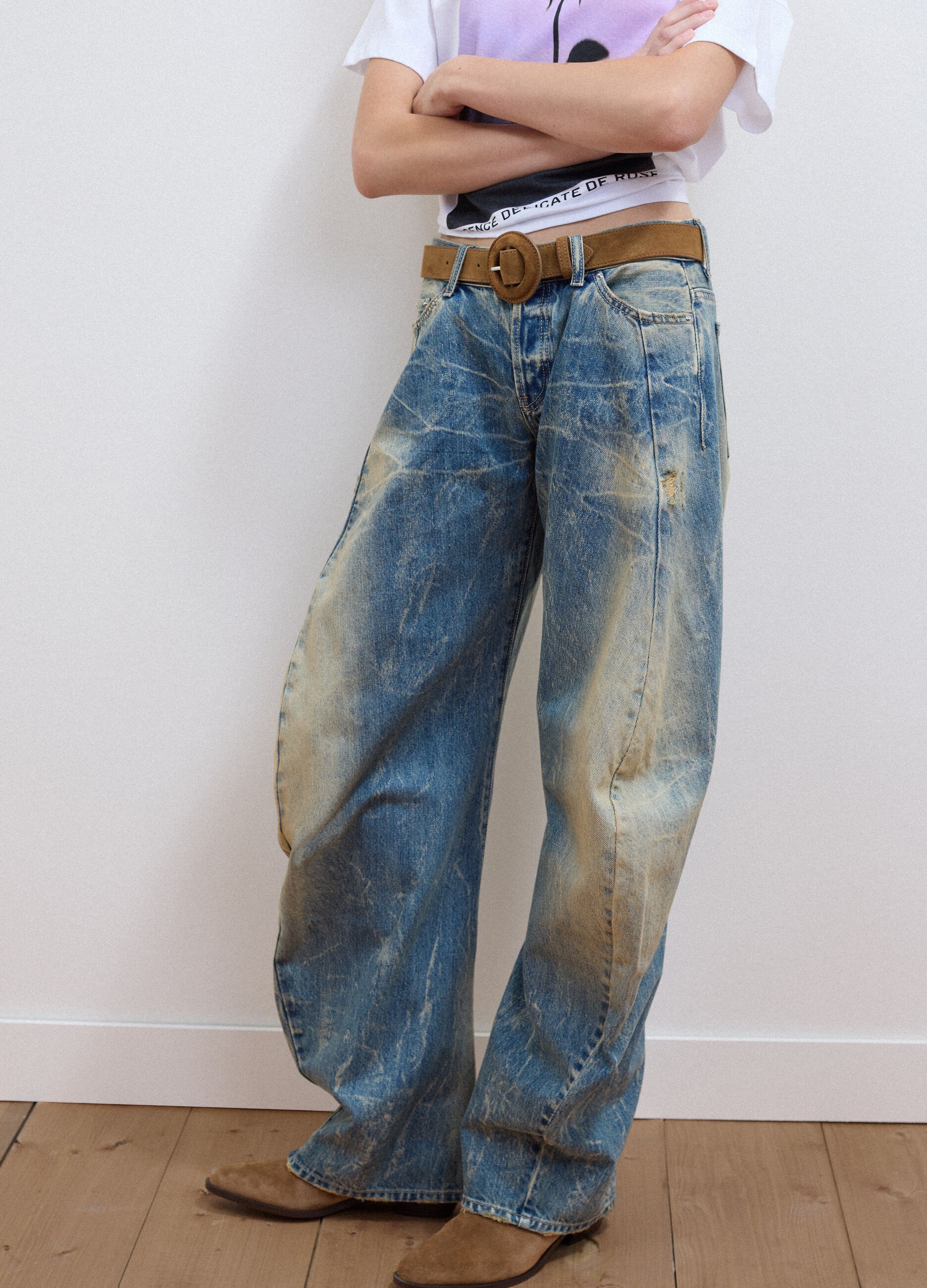 Light blue pure cotton loose-fit jeans