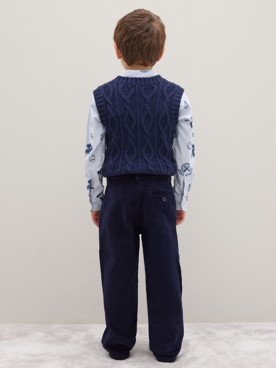 Children's blue trousers in stretch cotton and regular fit velvet_1