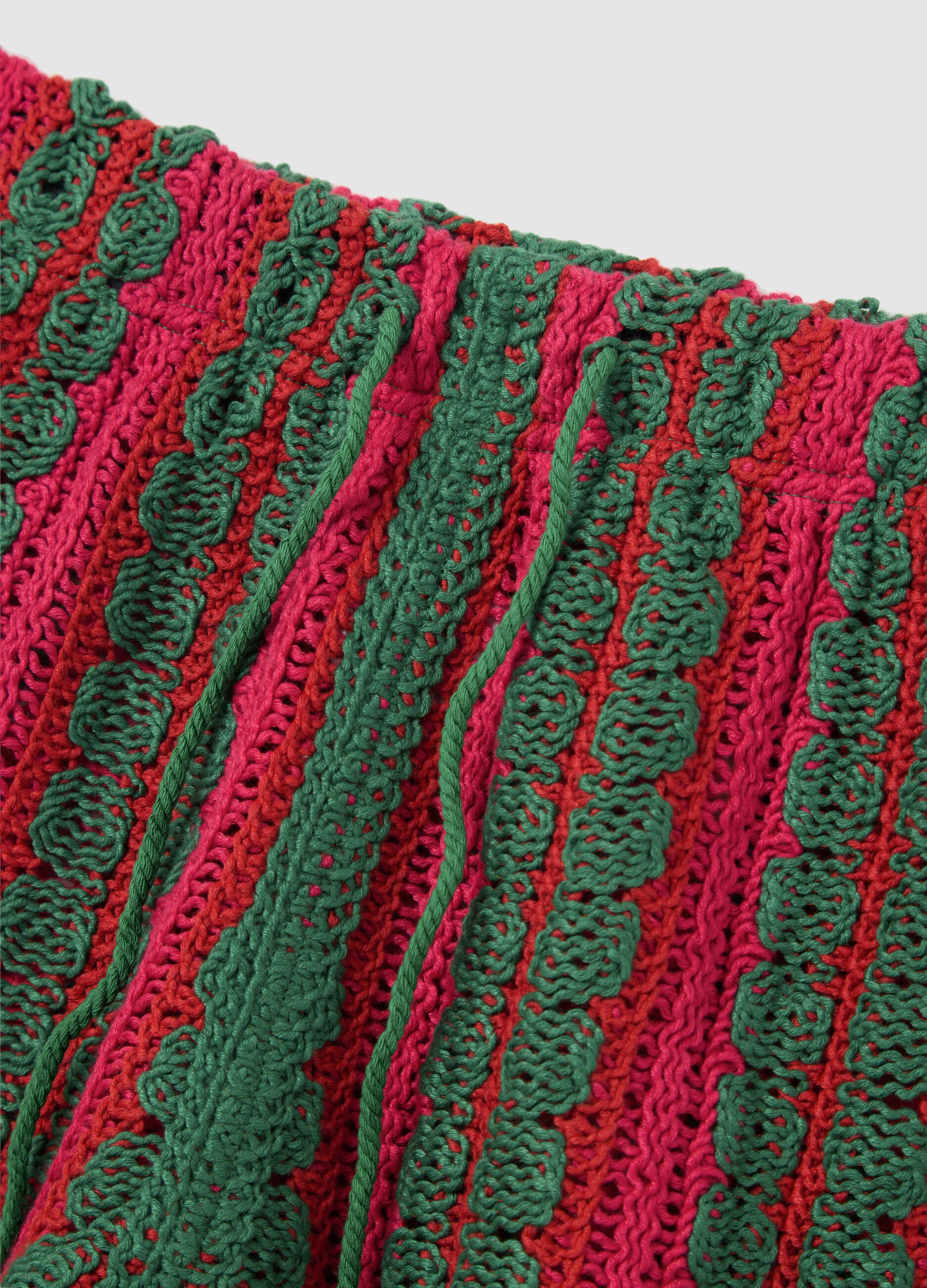 Striped Crochet Shorts Piombo