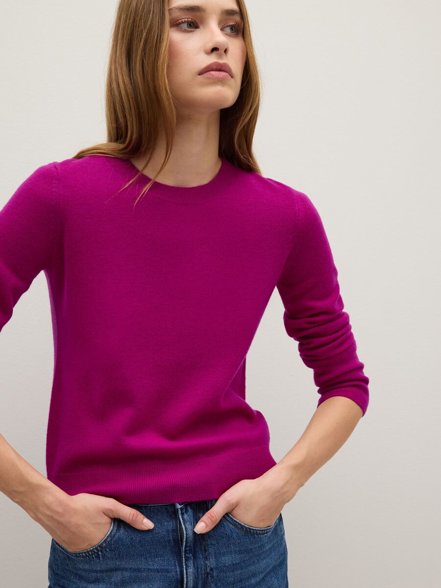 Maglione in pura lana rosa ciclamino_3