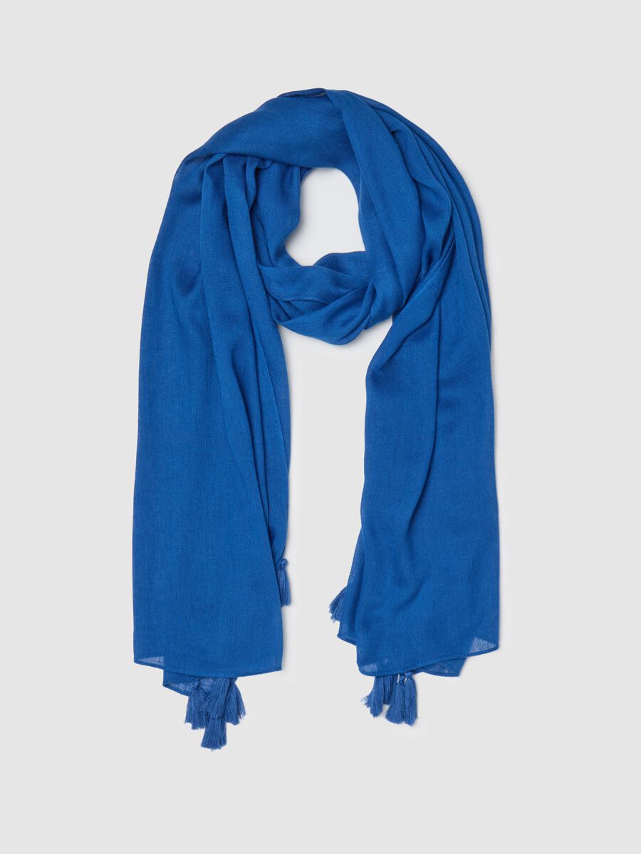 Blue scarf with tassels_1
