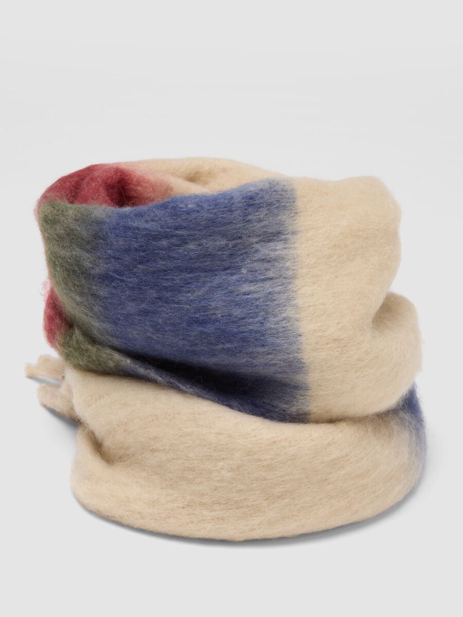 Beige ombr&eacute; scarf with fringes_1