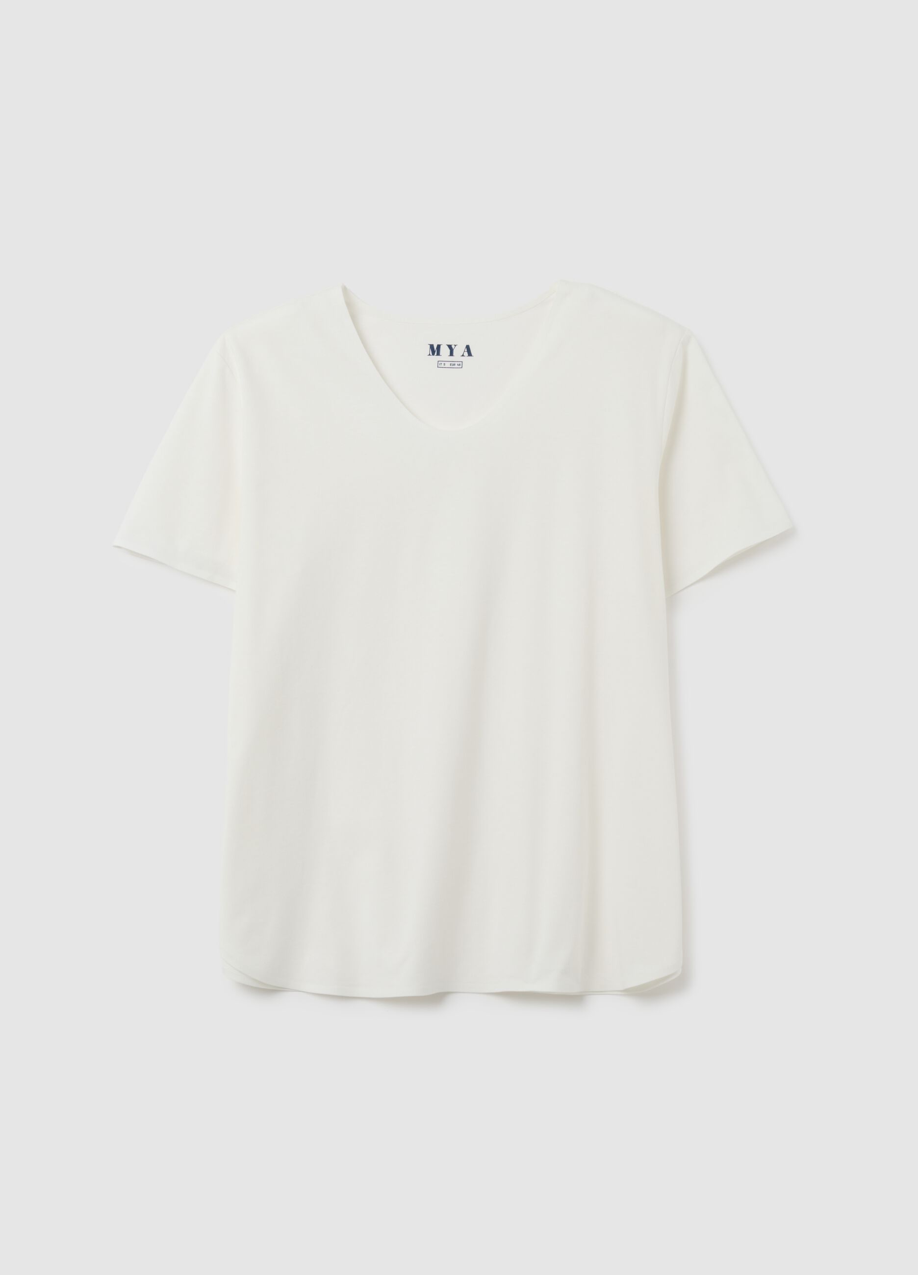 Women's White Stretch Cotton T-shirt