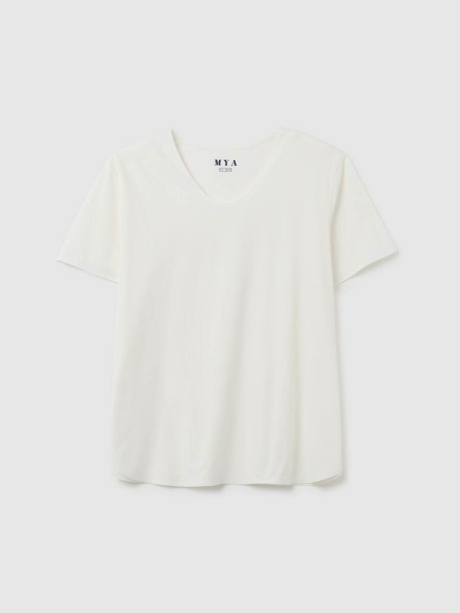 Women's White Stretch Cotton T-shirt_4