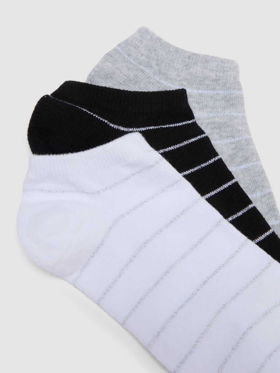 Multipack di sette calzini fantasmini a righe multicolor in misto cotone_2