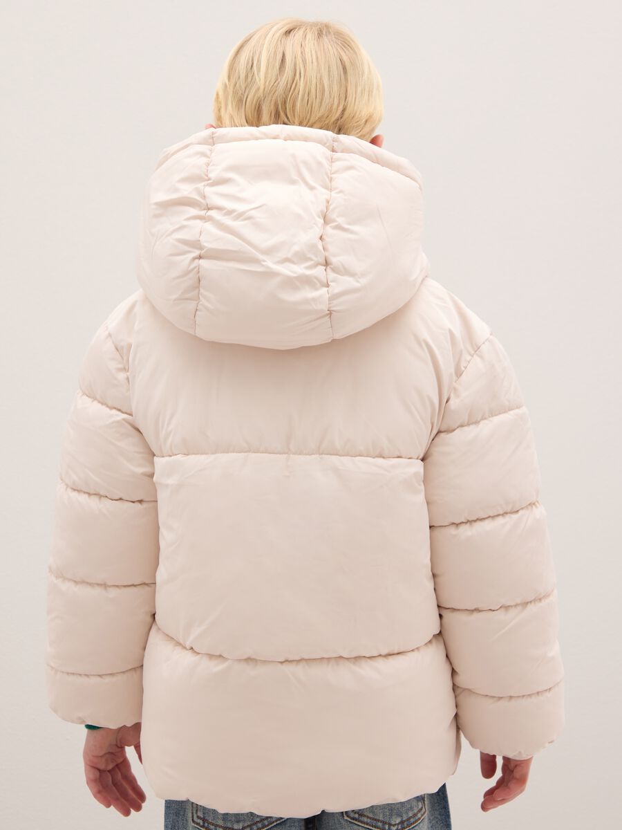 Giacca imbottita beige da bambino con zip_1