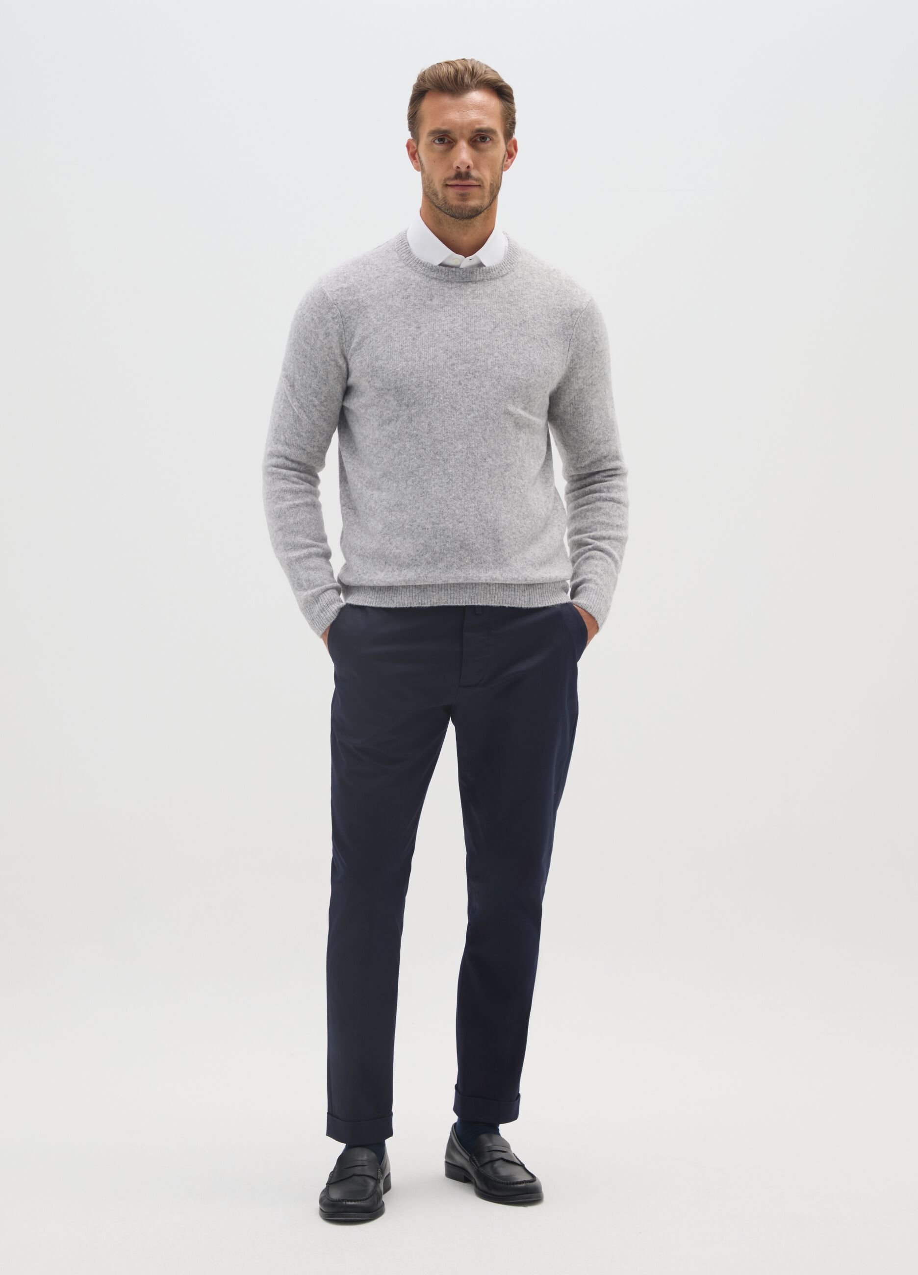 Grey Crew Neck Jumper Regular Fit