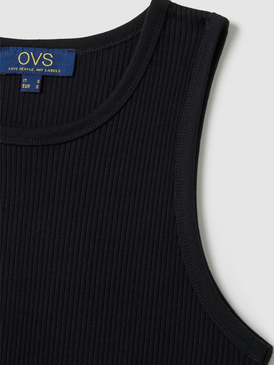 Black stretch cotton tank top by Ovs_5