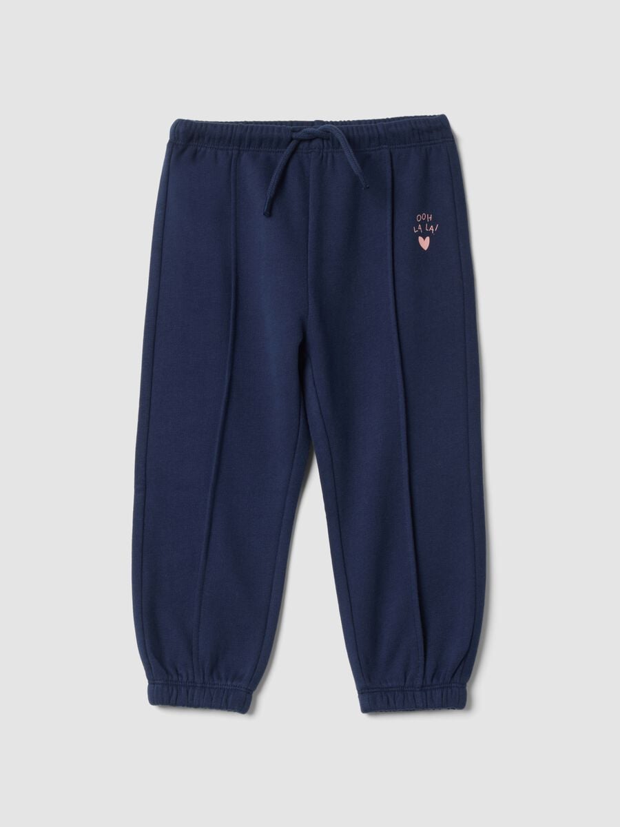 Pantaloni jogger blu notte in puro cotone_0