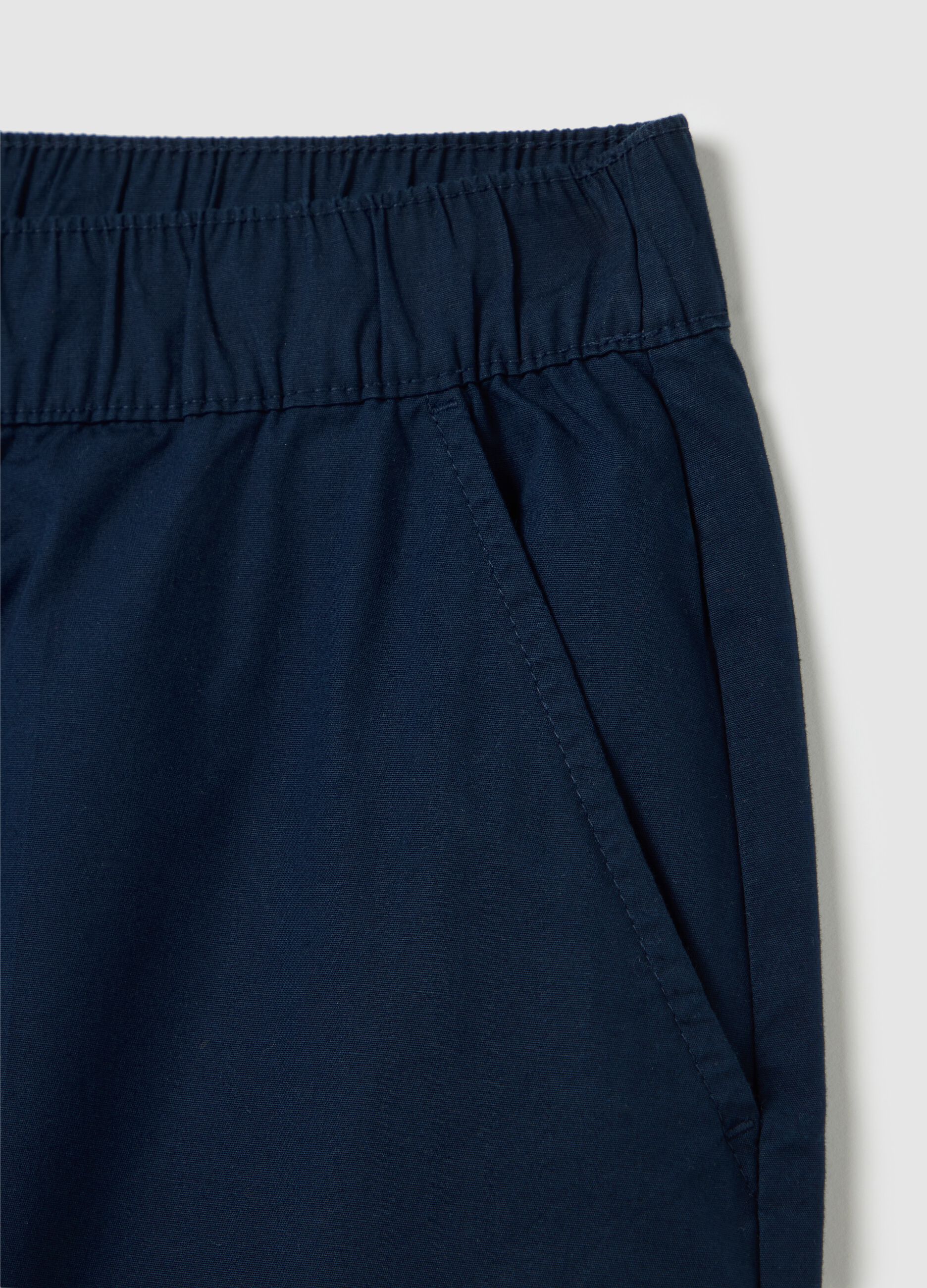 Pantaloni da donna in cotone elasticizzato blu regular fit
