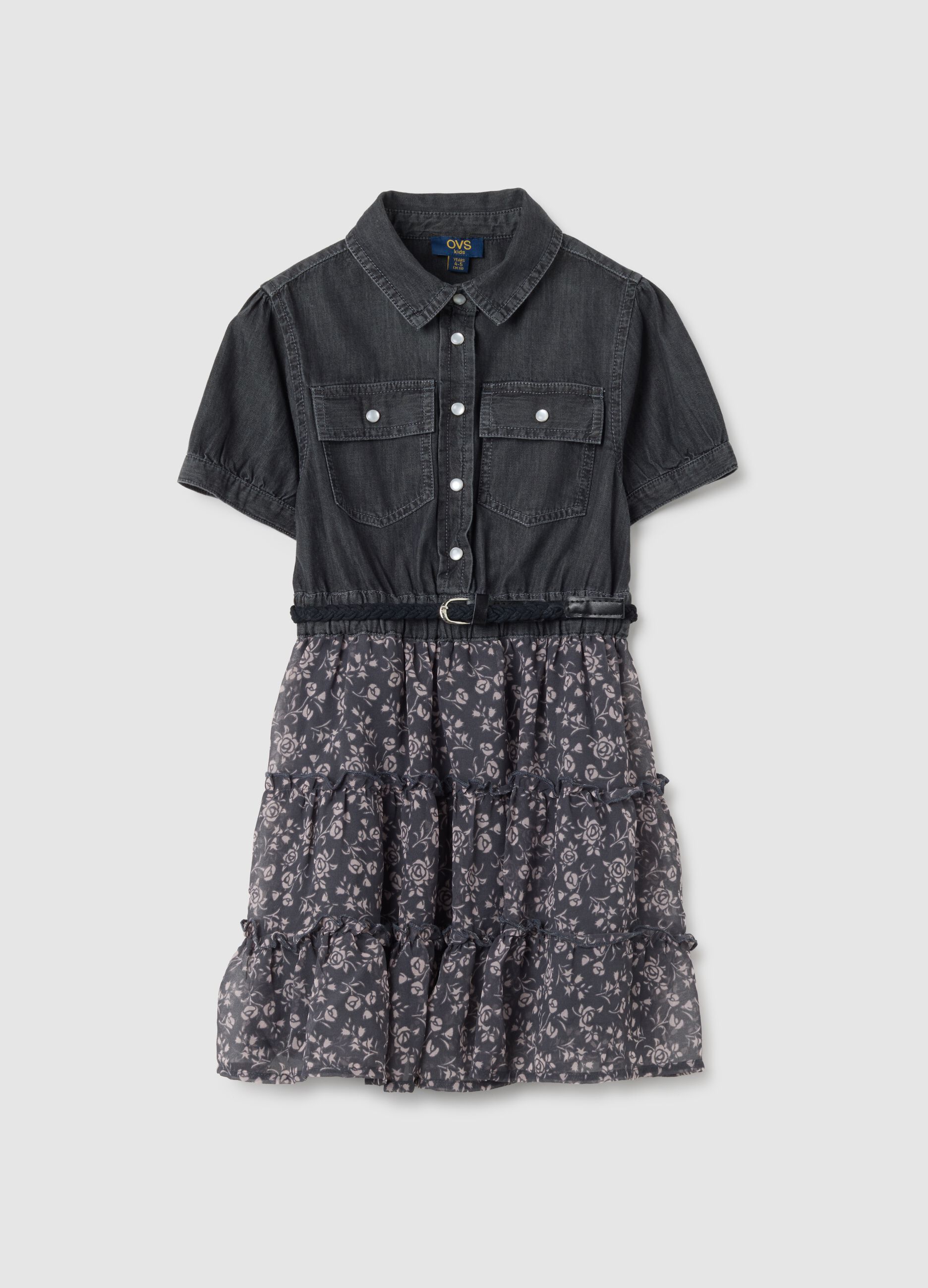 Girl's dress in pure multicolour cotton