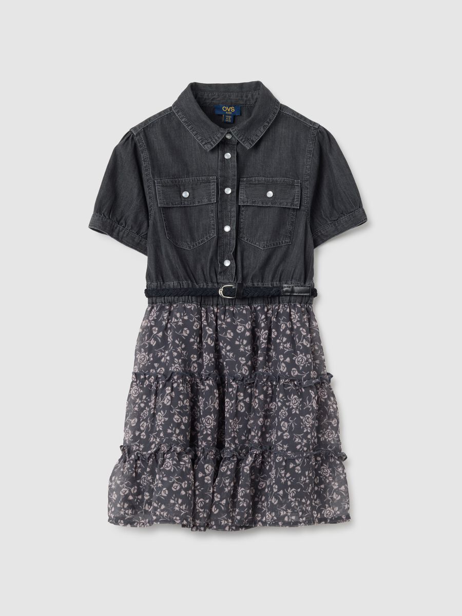 Girl's dress in pure multicolour cotton_0