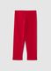 Girl's red stretch cotton slim fit leggings with heart_1