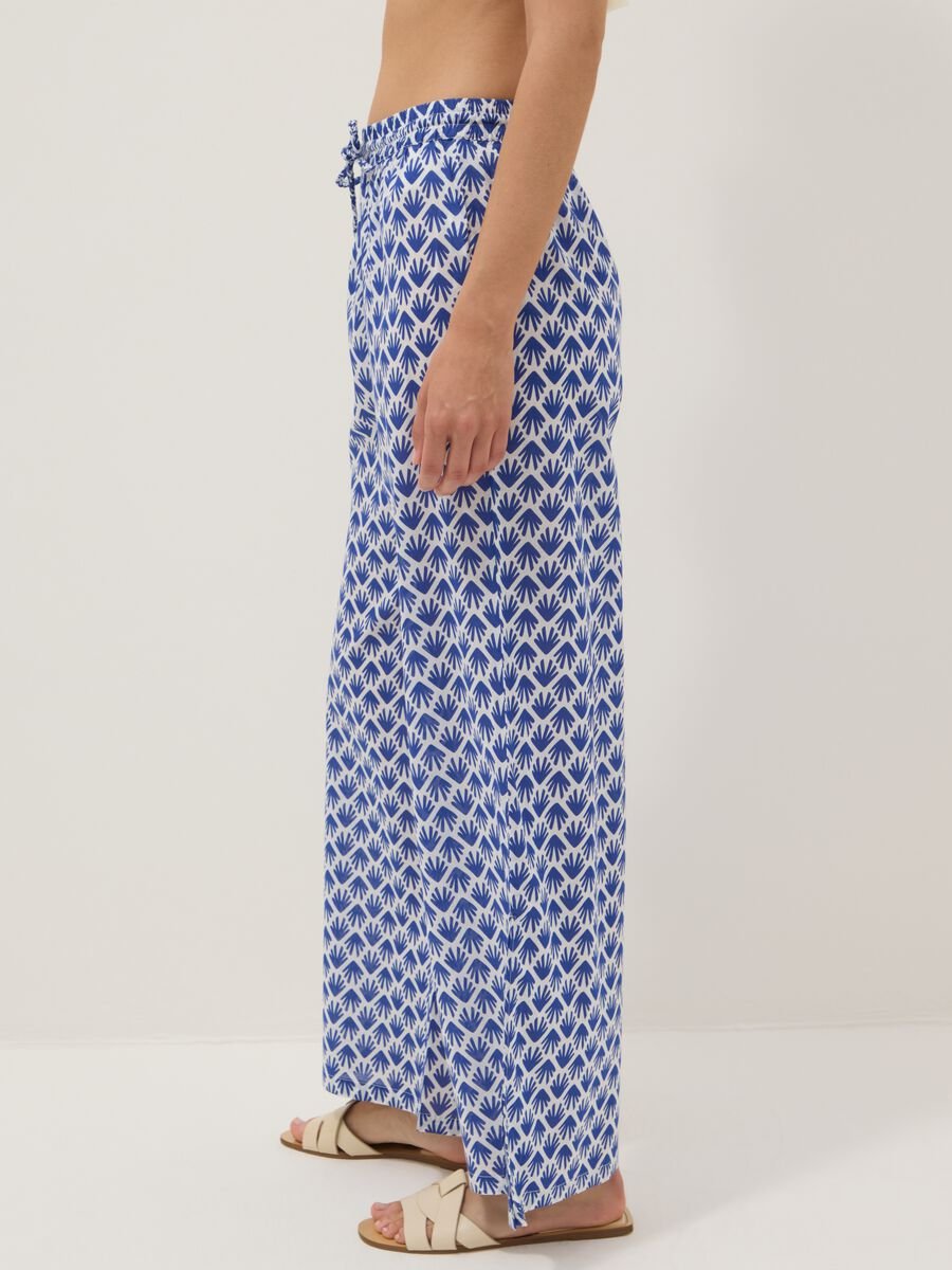 Long pure cotton multicolour floral-print trousers_3