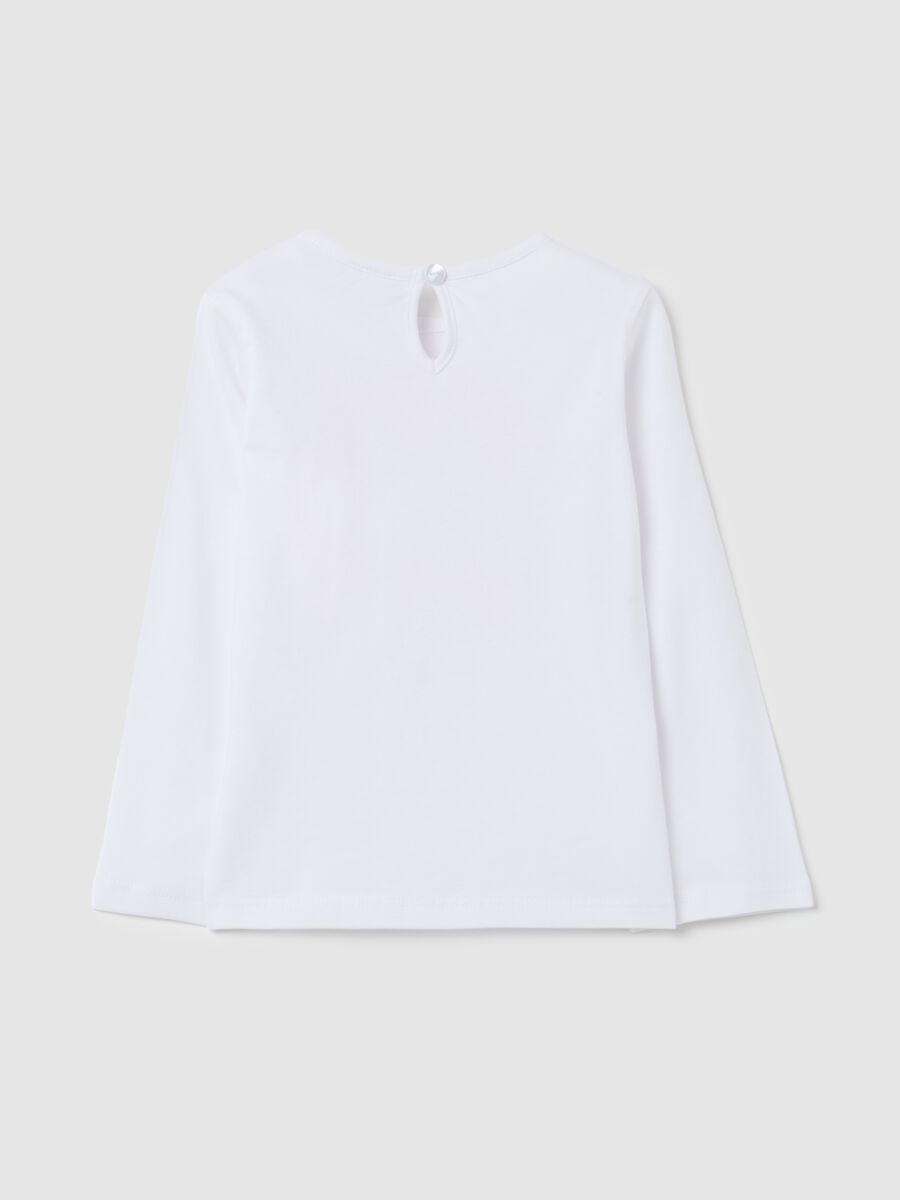 Girls' white pure cotton regular fit top with print_1