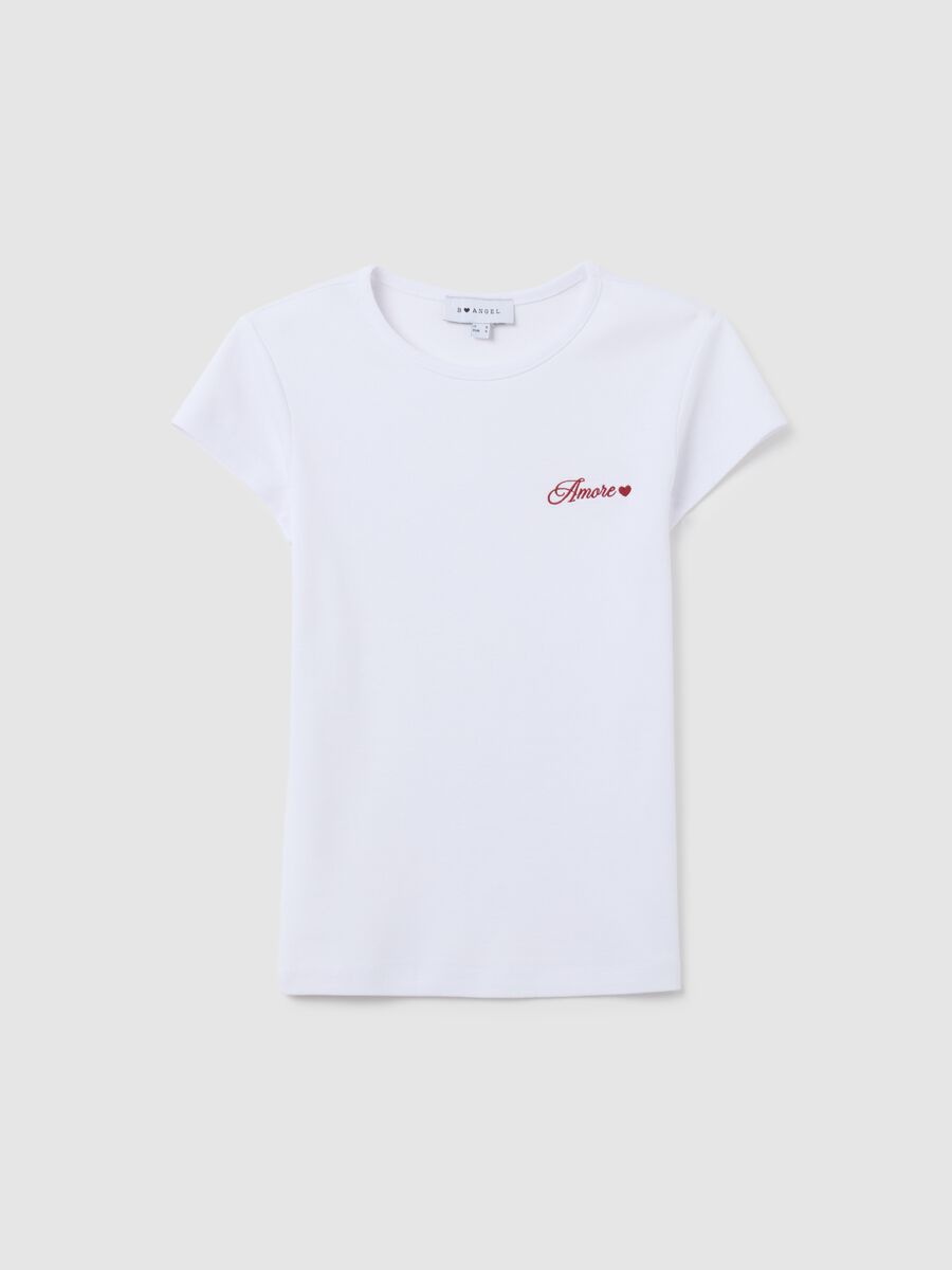 T-shirt in puro cotone bianca slim fit con ricamo_4