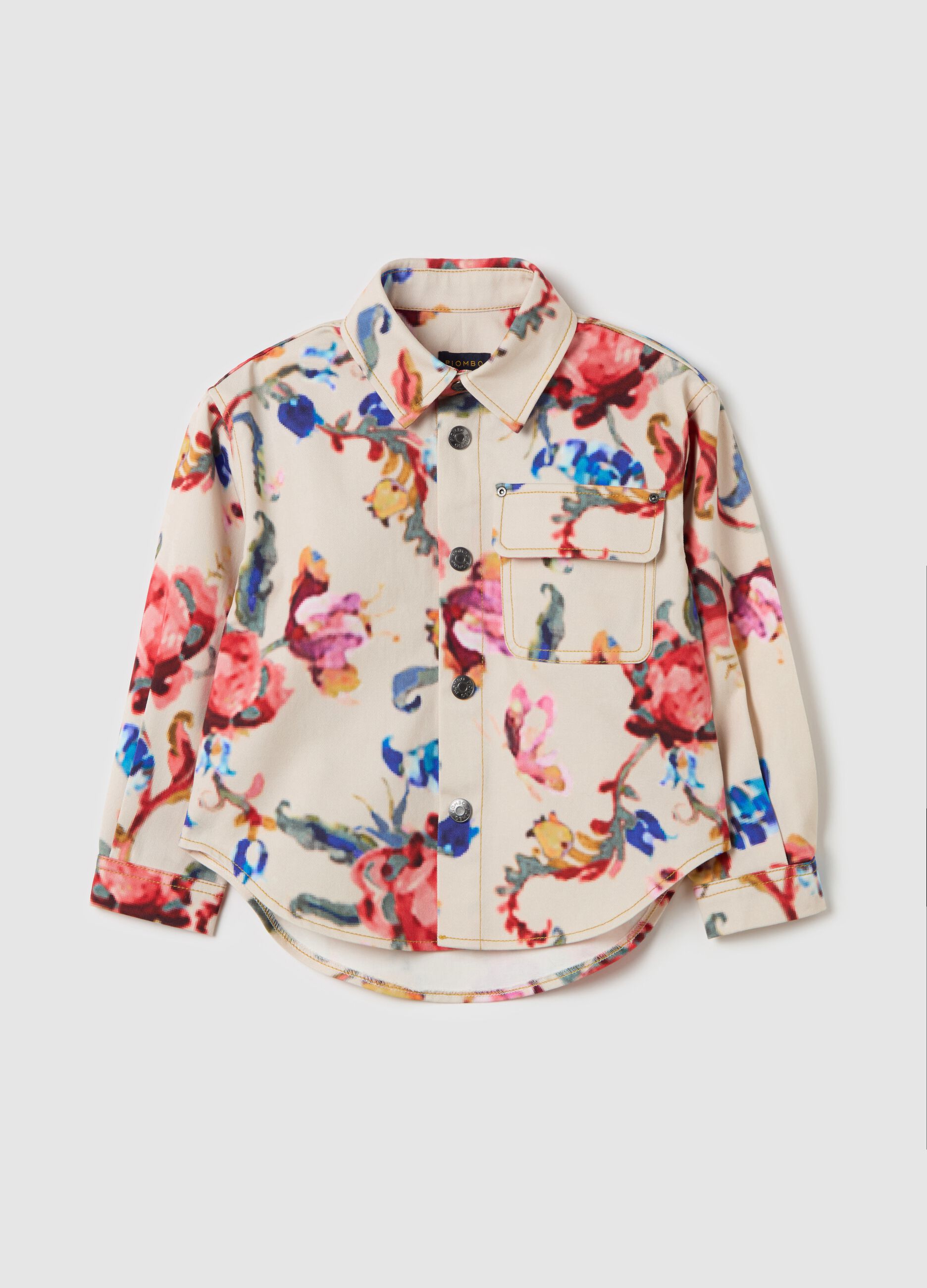 Cotton shacket with floral pattern