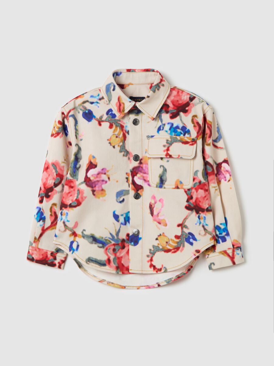 Cotton shacket with floral pattern_3