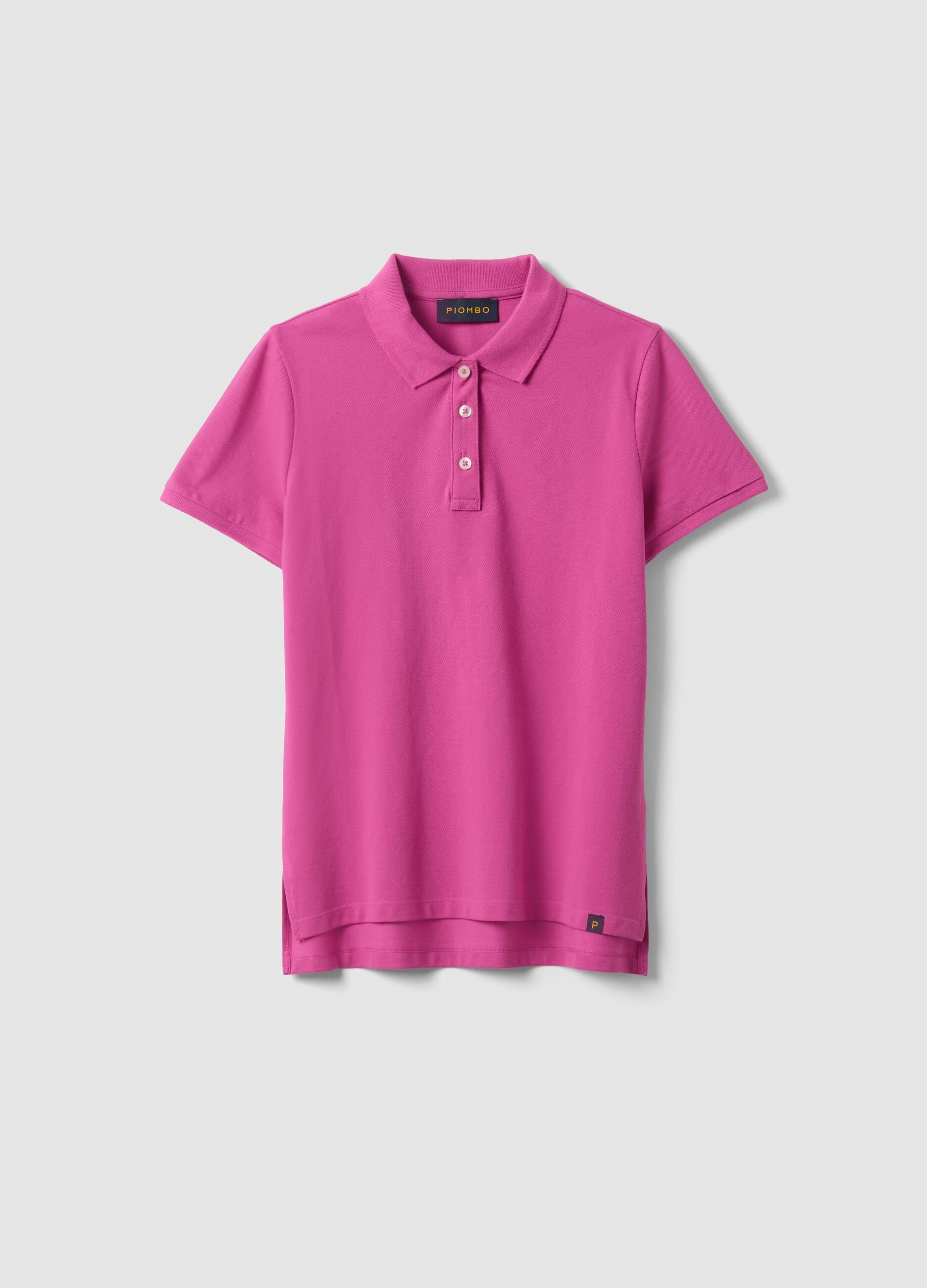 Pink short-sleeve pure cotton polo shirt, regular fit