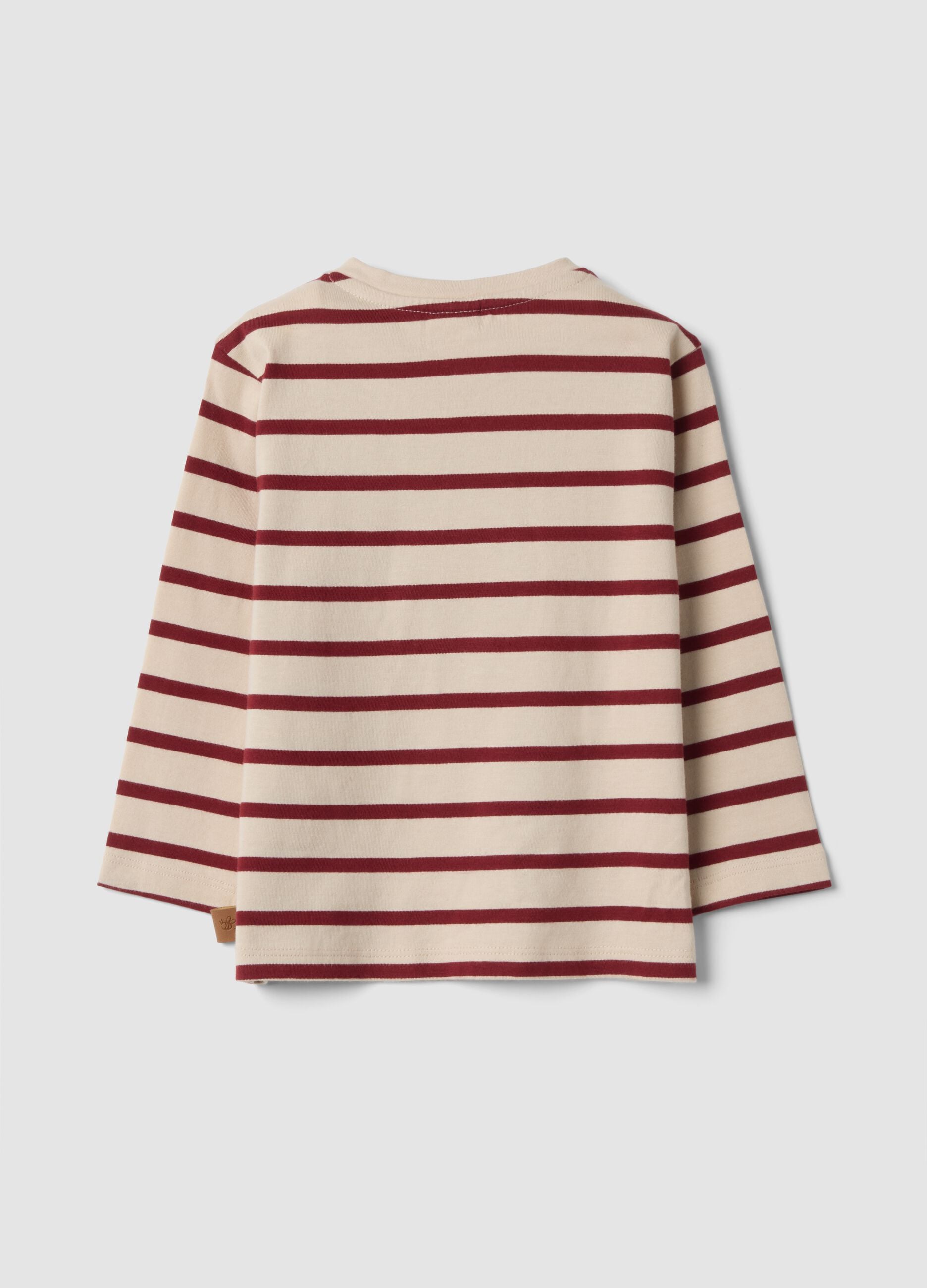 Beige striped organic cotton T-shirt with Winnie the Pooh print