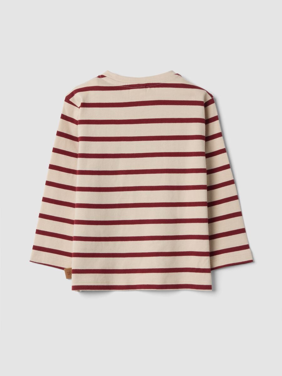 Maglietta beige a righe in puro cotone organico con stampa Winnie The Pooh_1