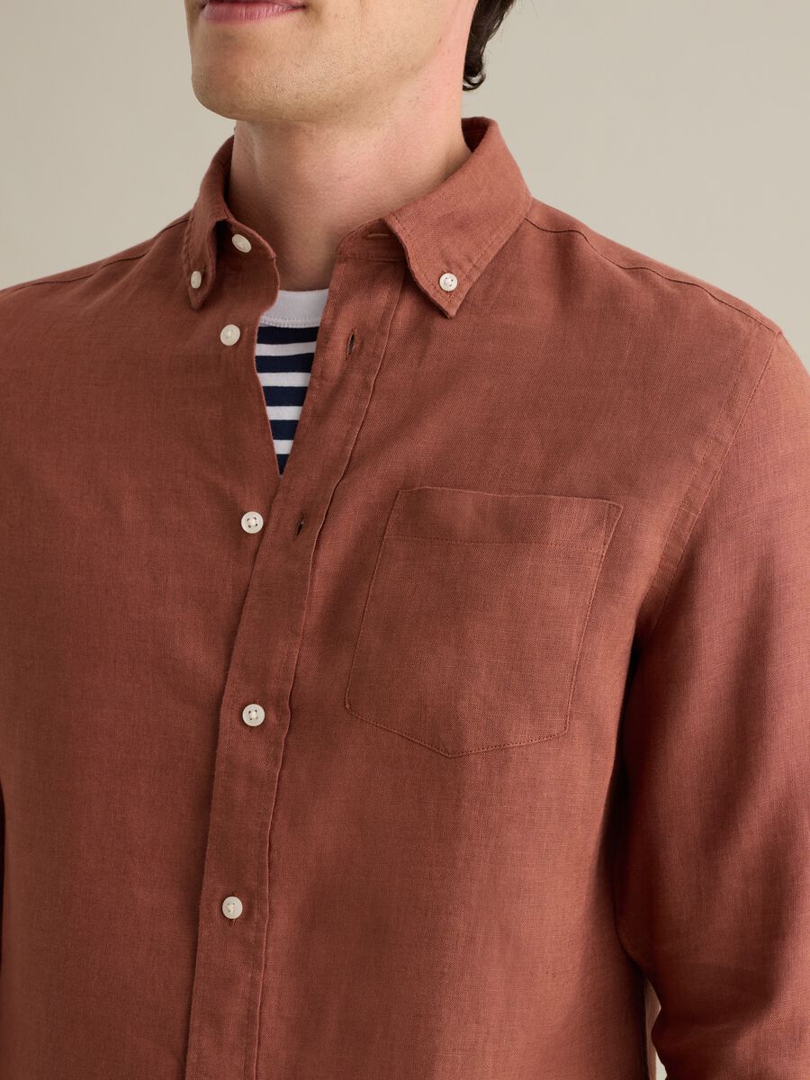 Regular Brown Linen Shirt_2