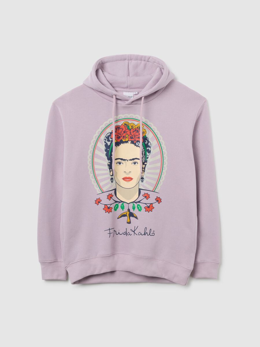 Felpa in misto cotone viola regular fit con cappuccio_0