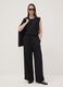 Blusa nera smanicata con texture pliss&eacute; regular fit_1