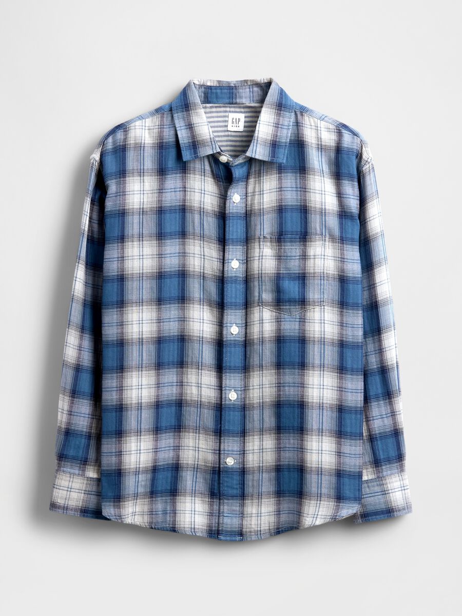 Camicia blu a maniche lunghe in cotone_3