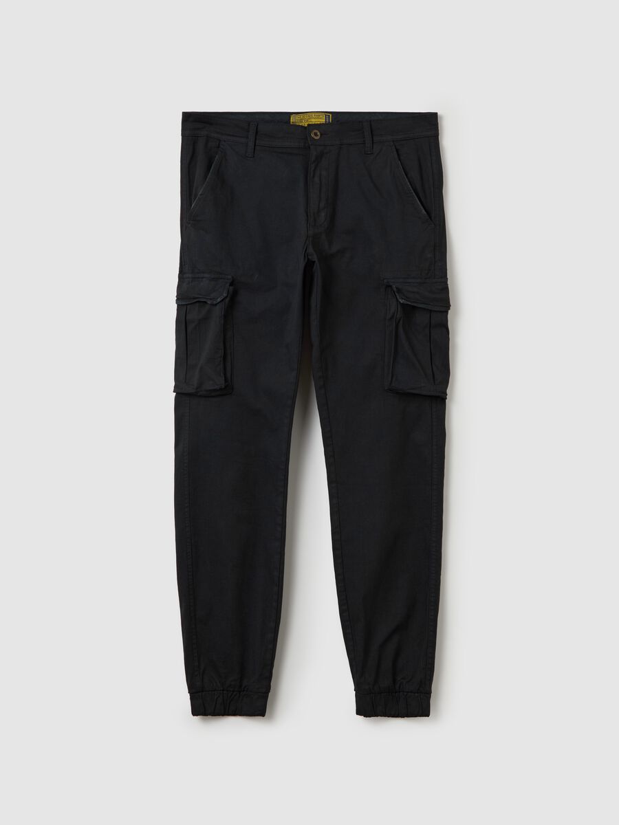 Pantalone cargo cuff-hem in cotone stretch_4