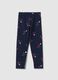 Blue stretch cotton slim fit leggings for girls_0